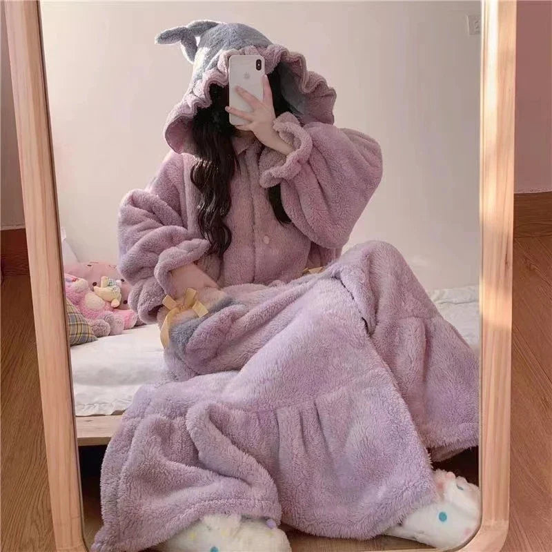 Coral Fleece Warm Female Pyjama