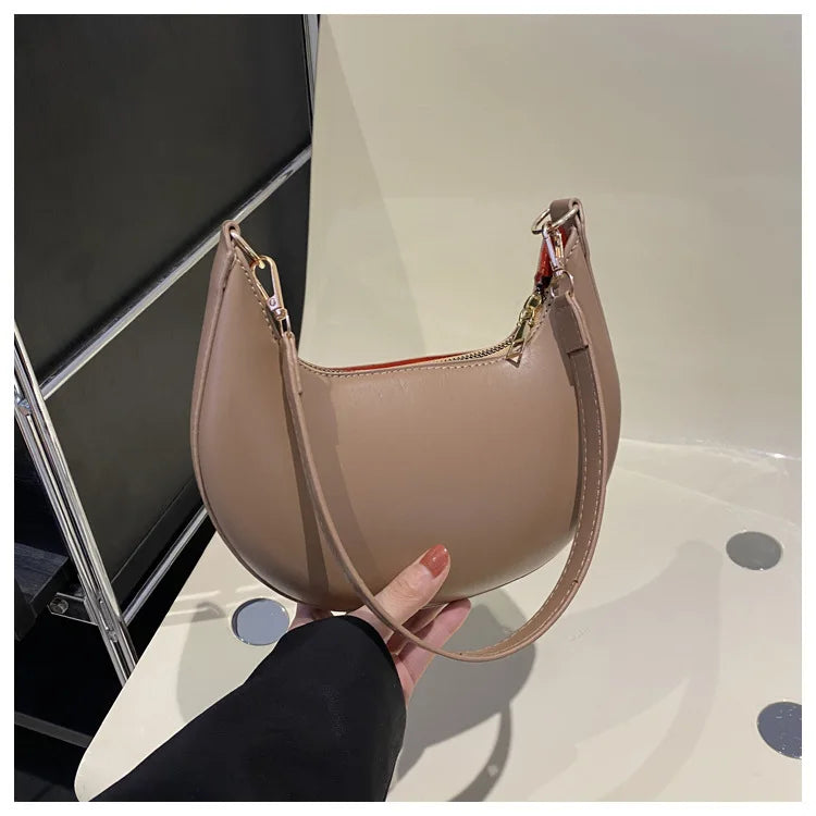 Crescent Moon Chic Leather Handbag