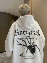 Gothic Spider Printed Oversized Hoodie