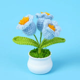 Vintage Handmade Potted Knitted Flowers
