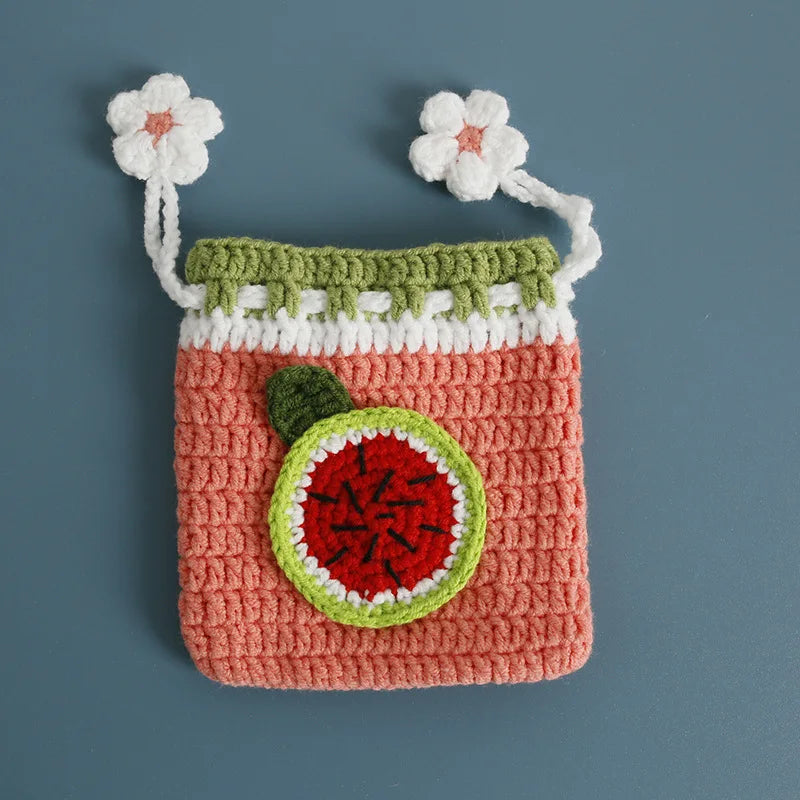 Kawaii Fruit Crochet Coin Wallet Mini Handwoven Bag