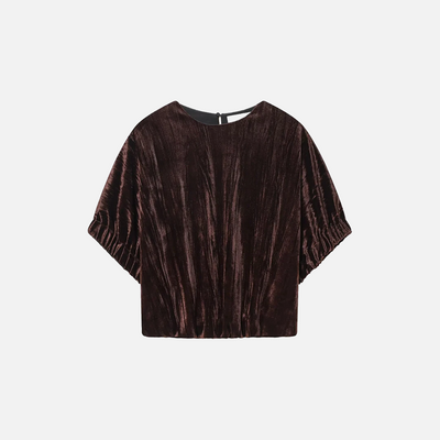 Velvet Balloon Vintage Loose Brown Blouse