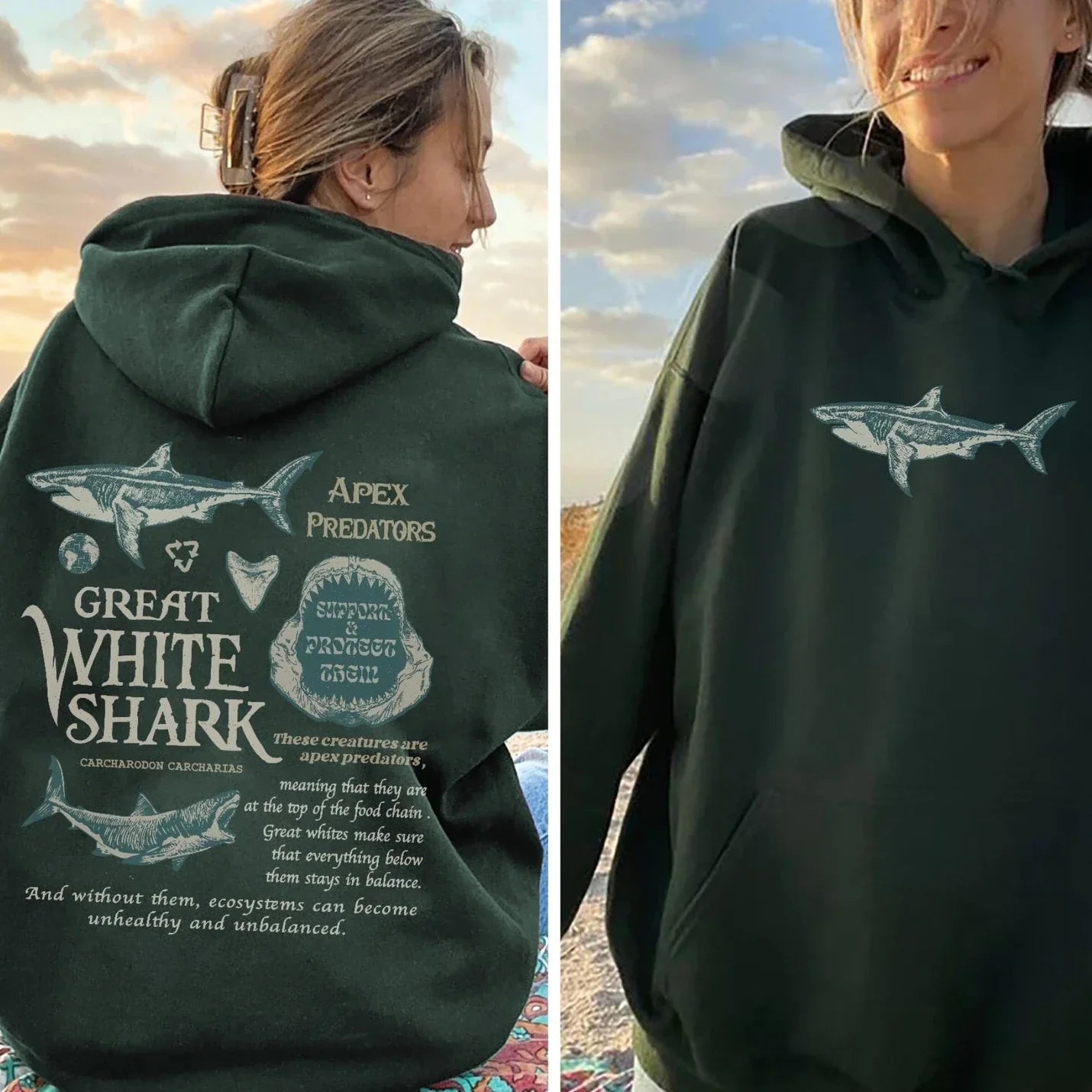 Fishing Sharks Enthusiast Oversized Hoodie