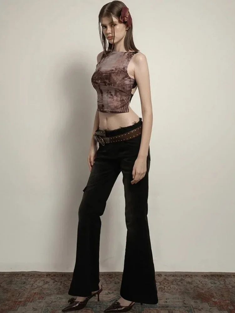 Y2k Backless Black Tank Top