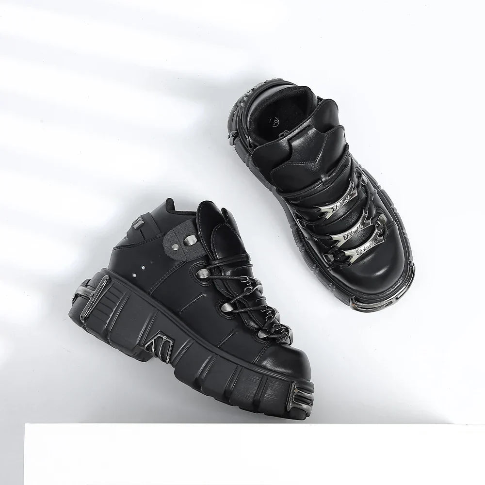Gothic Platform Leather Sneakers