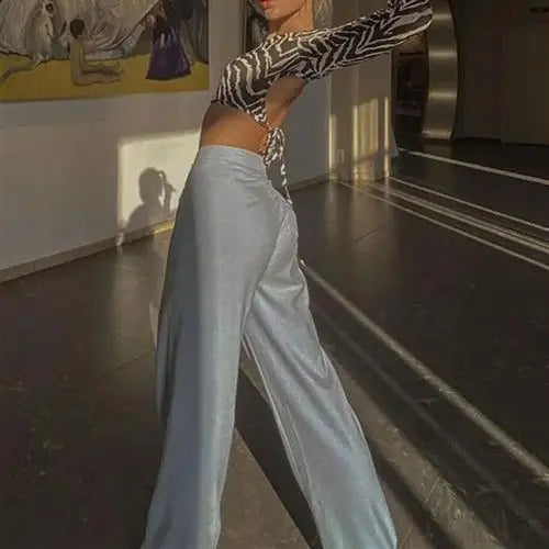 Baddie Zebra Backless Long Sleeve Crop Top