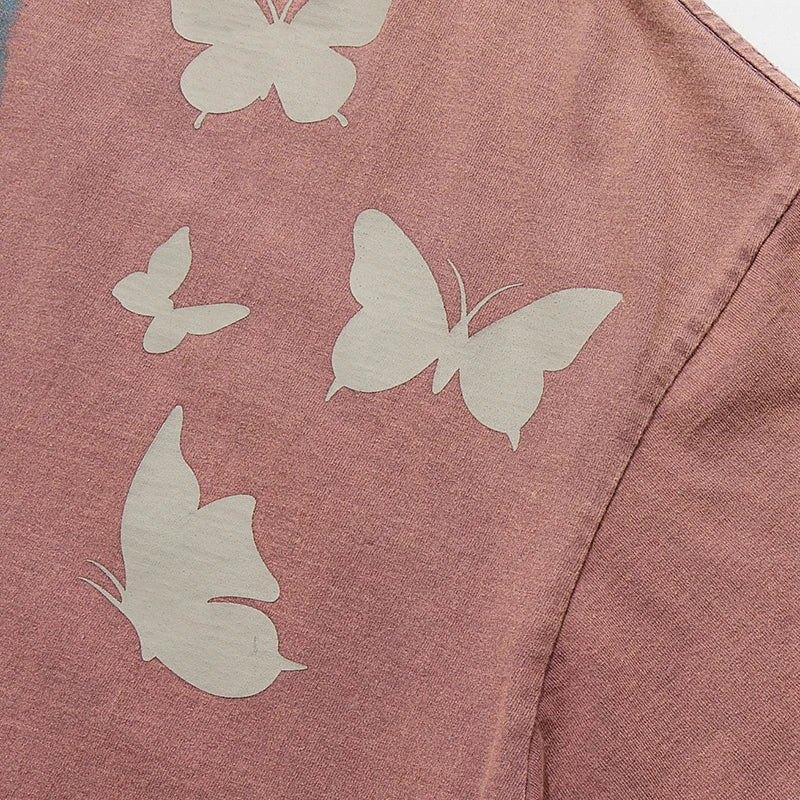 Camiseta vintage con estampado gráfico de mariposa en sombra