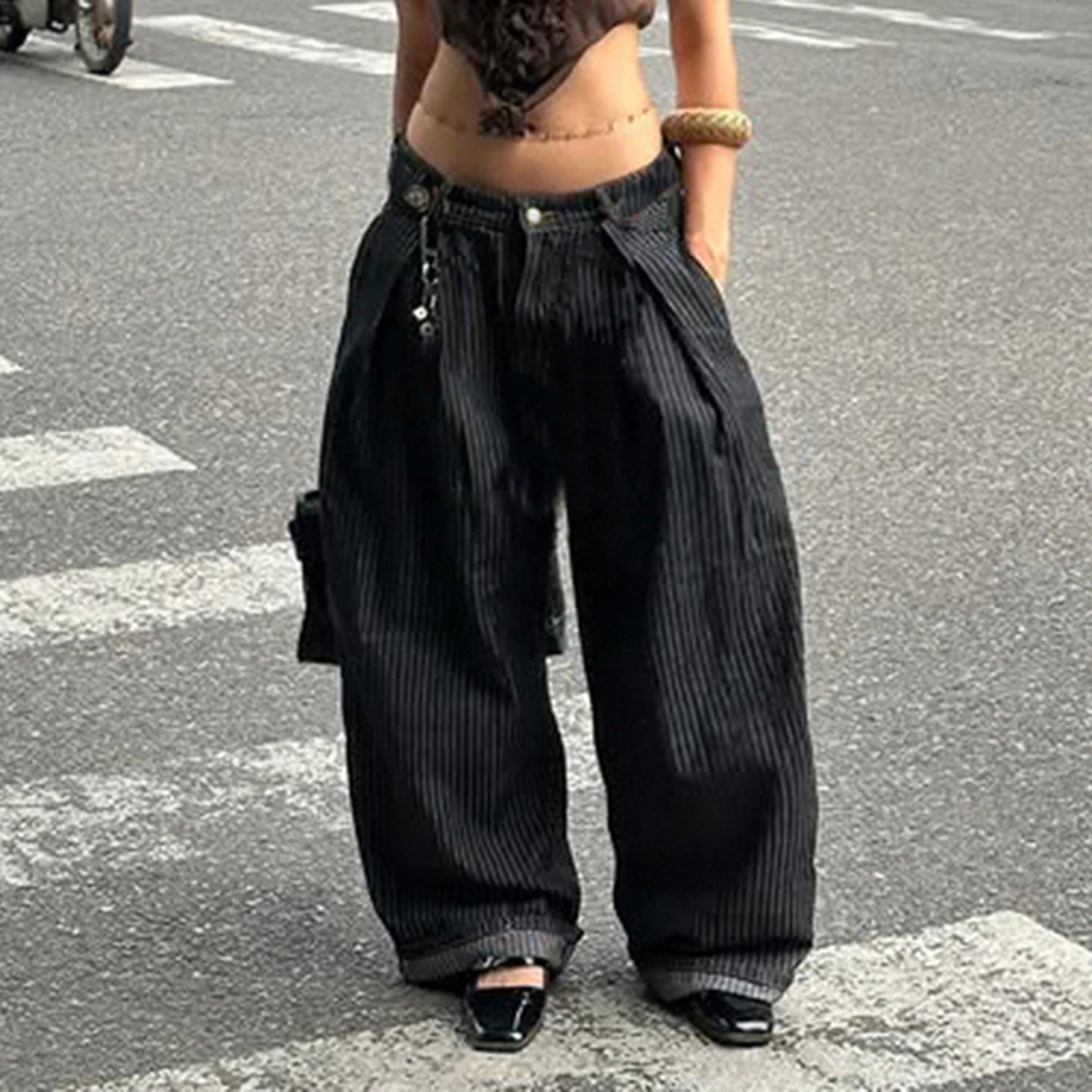 Y2K Stripped Women's Wide Leg Jeans