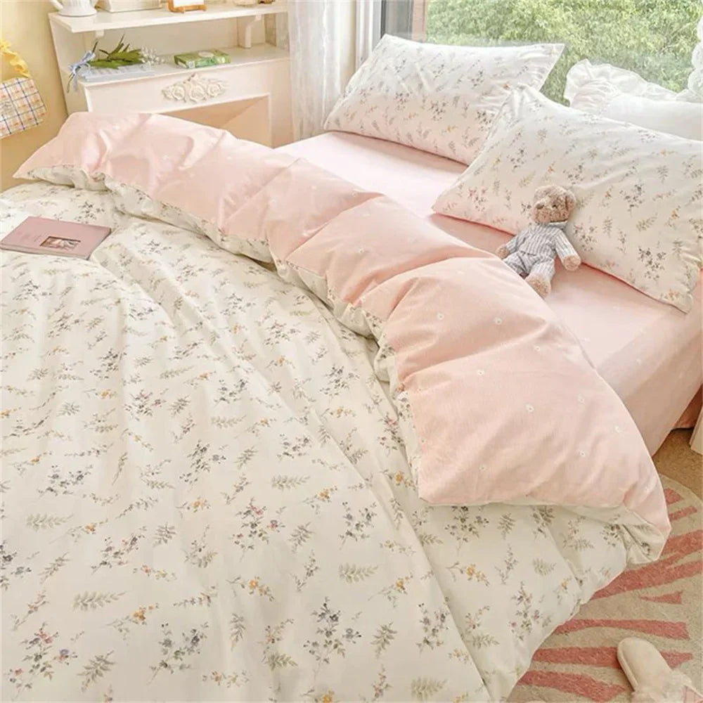 Pink Plaid Bowknot Bedding Set