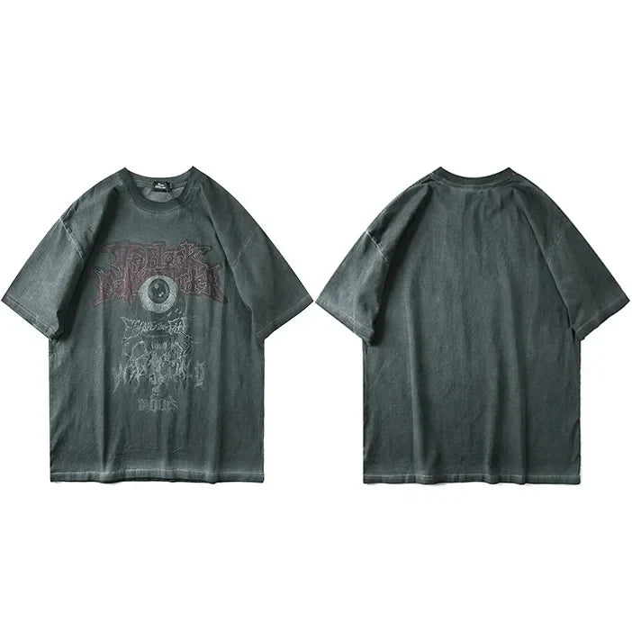 Dark Evil Eye Print Hip T-Shirt