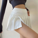 Y2K Side Slit Pleated Mini Skirt