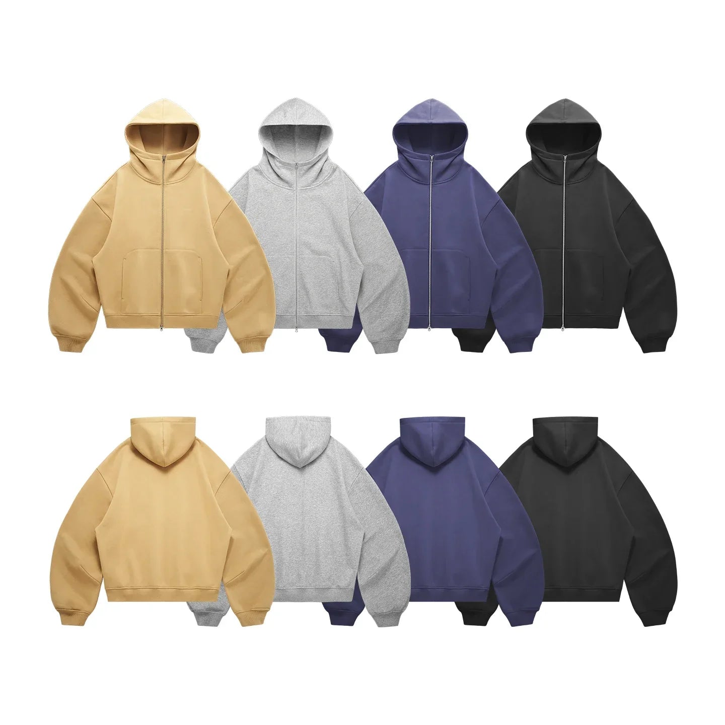 Y2K Fleece Zip-up Solid Color Hoodie