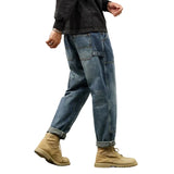 Faded Blue Straight Leg Cargo Jeans