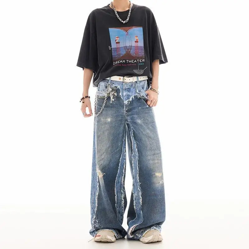 Y2K Layered Pattern Baggy Jans