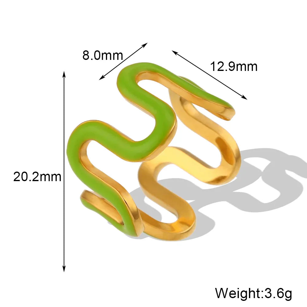 Anillos Ondulados Modernos Esmaltados Y2K