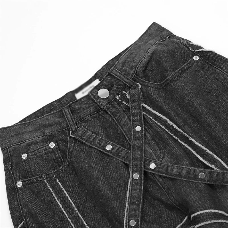 Cyberpunk Vintage Spider Net Jeans