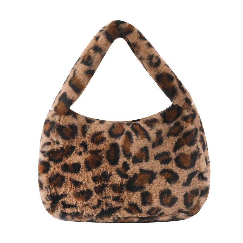 Fuzzy Fleece Leopard Bag