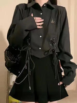 Schwarzes lässiges Verband-Langarmshirt