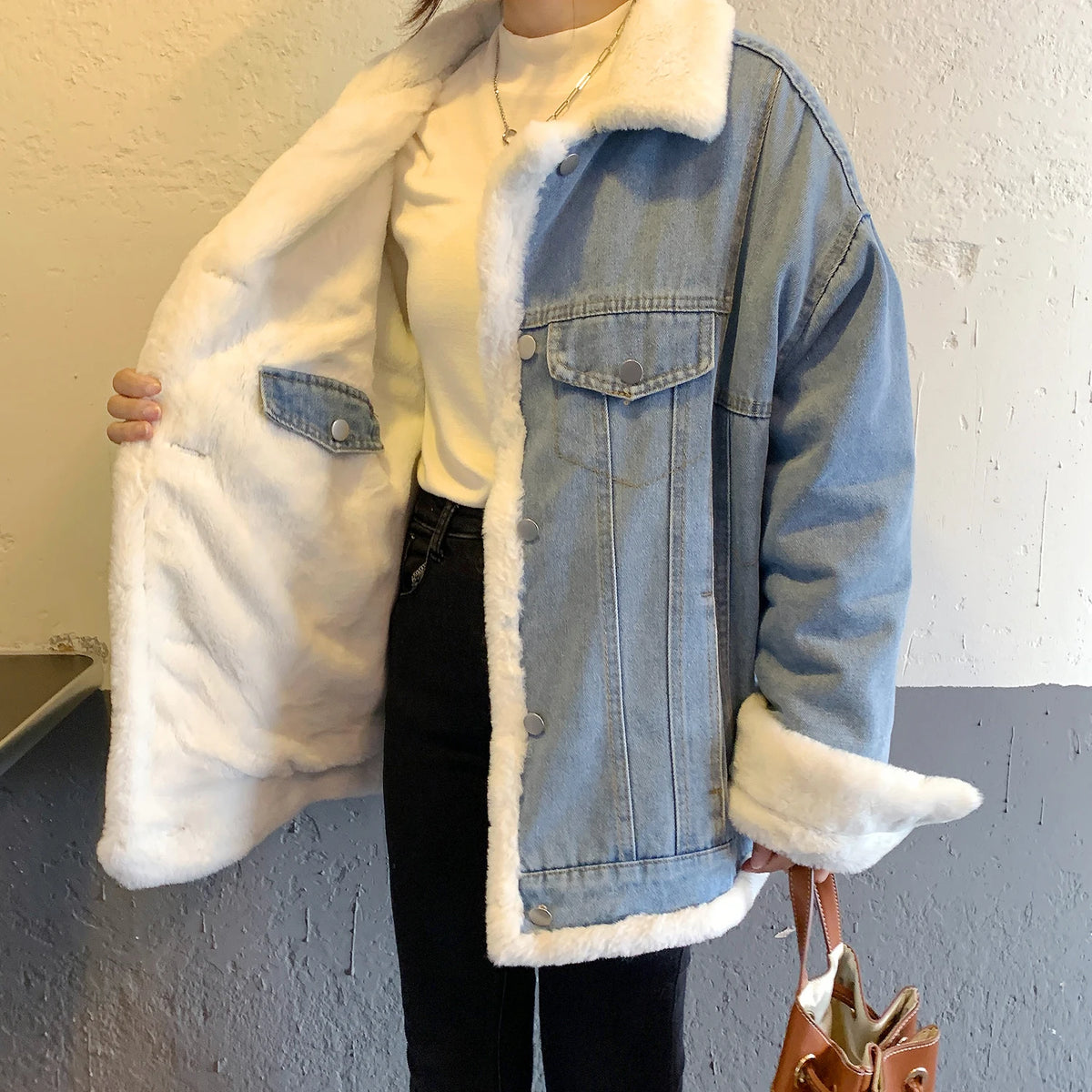 Y2K Fur Lined  Denim Jacket