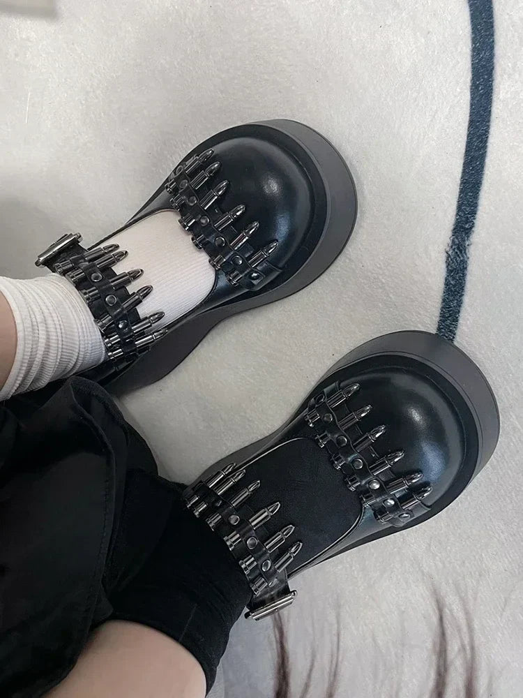 Nieten Schnalle Punk Party Plateau Schuhe
