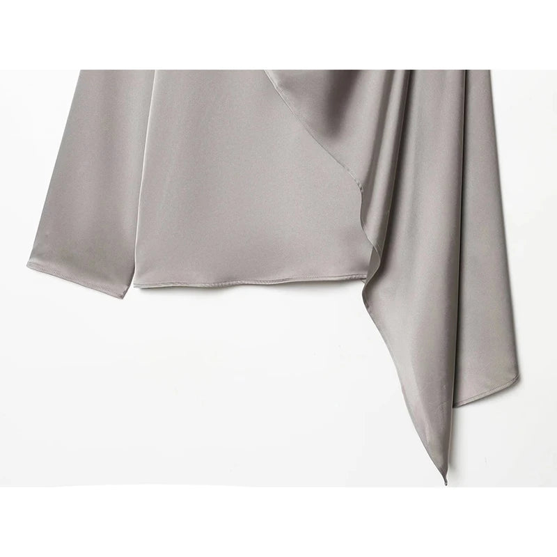 Women Shawl Design Satin Blouse