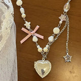 Coquette Heart Bowknot Necklace