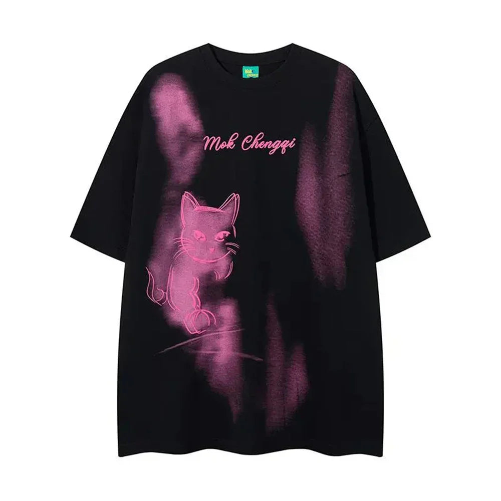 Vintage Graphic Kitten Printed T-Shirt