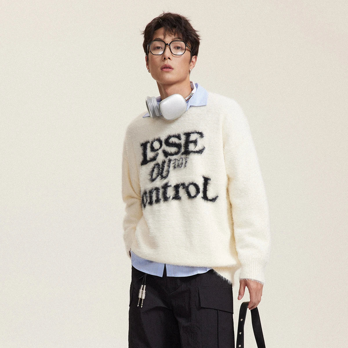 Jacquard Strickpullover Oversized Lässiger Pullover