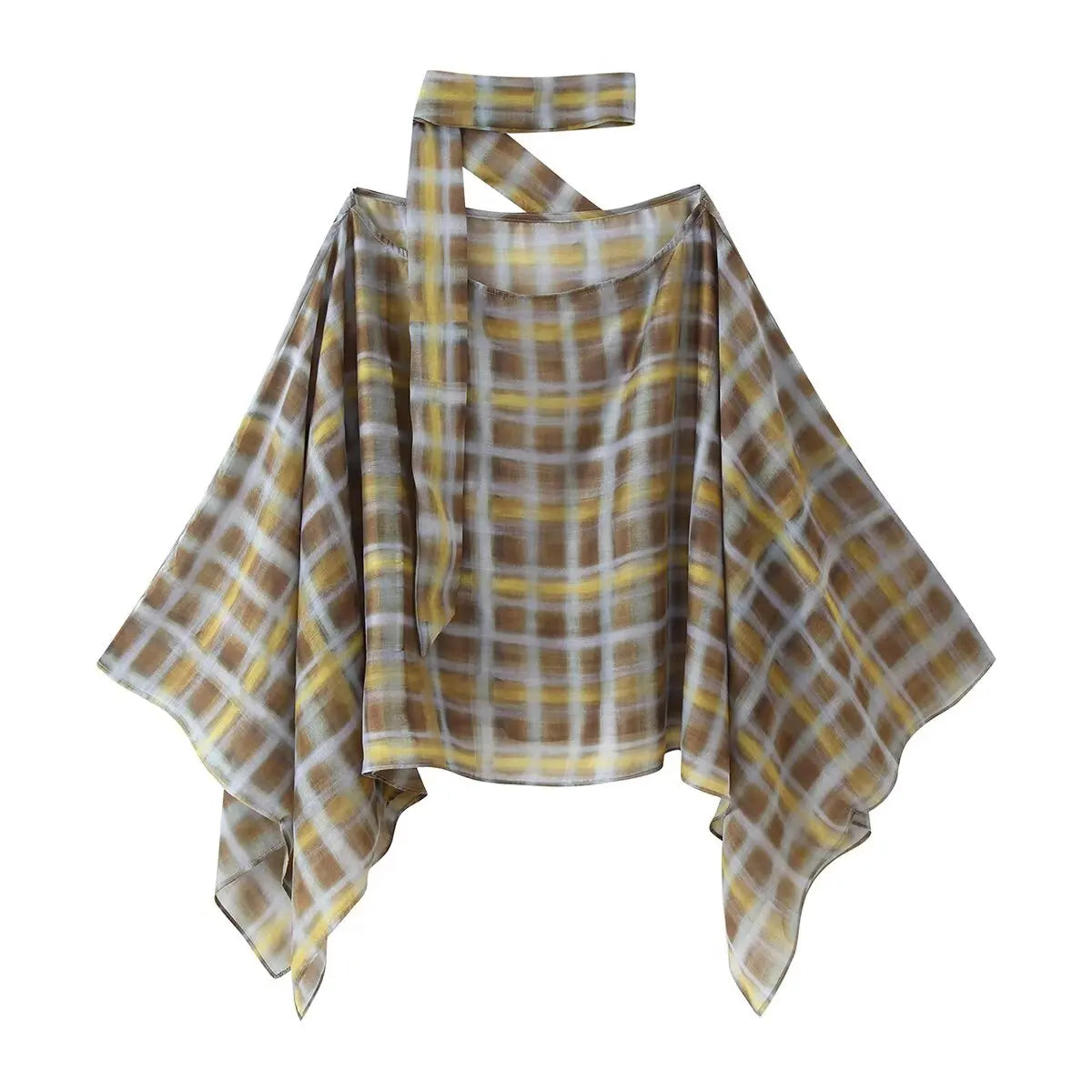 Round Neck With Scarf Wide Sleeves Blouse