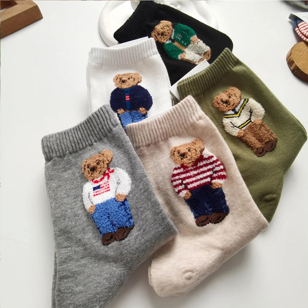 Calcetines de algodón con osos de dibujos animados bonitos