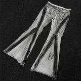 Cyberpunk Gradient Flared Denim Jeans