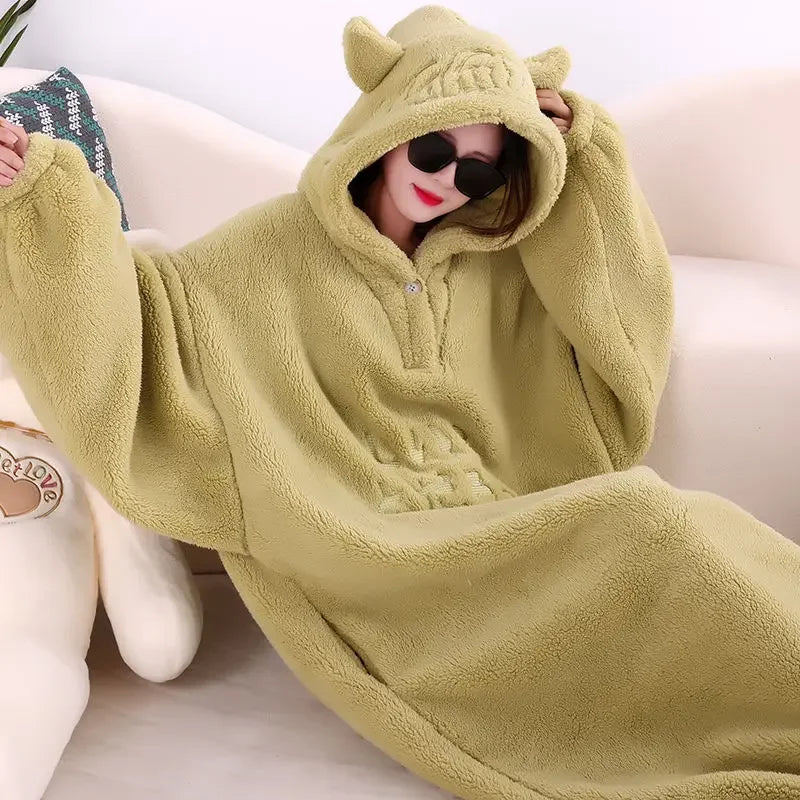 Sudadera con capucha y manta de forro polar suave