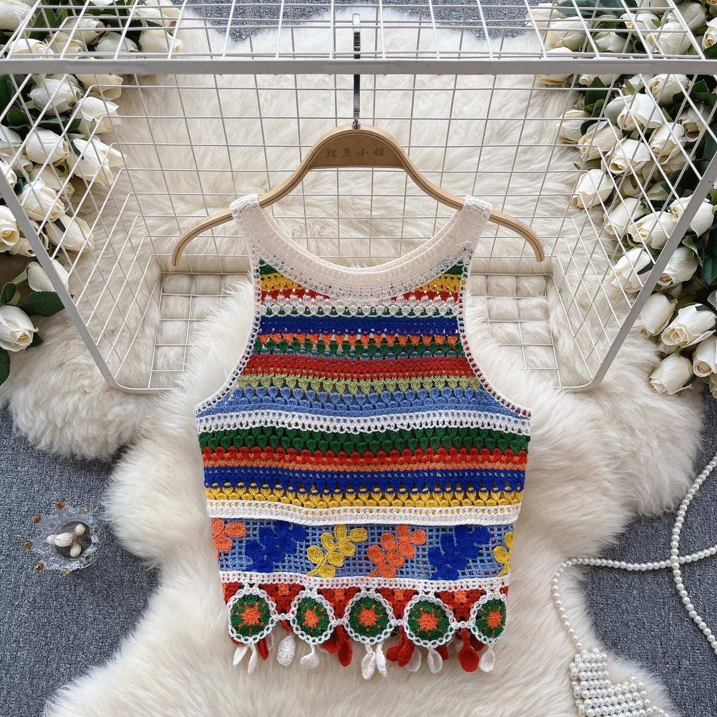 Vintage Knitted Retro Crochet Women Tank Tops