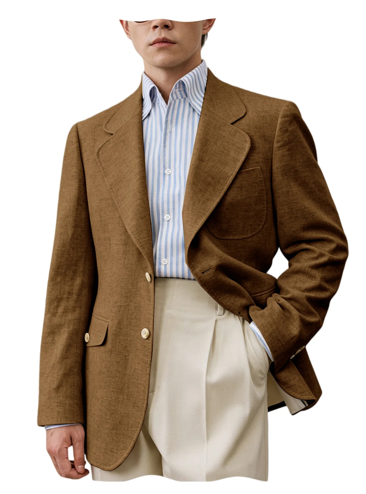 Men Natural Linen Blazer Suit Jacket