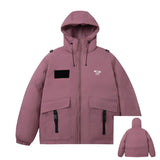 Front Pockets Hooded Pink Parka Jacket