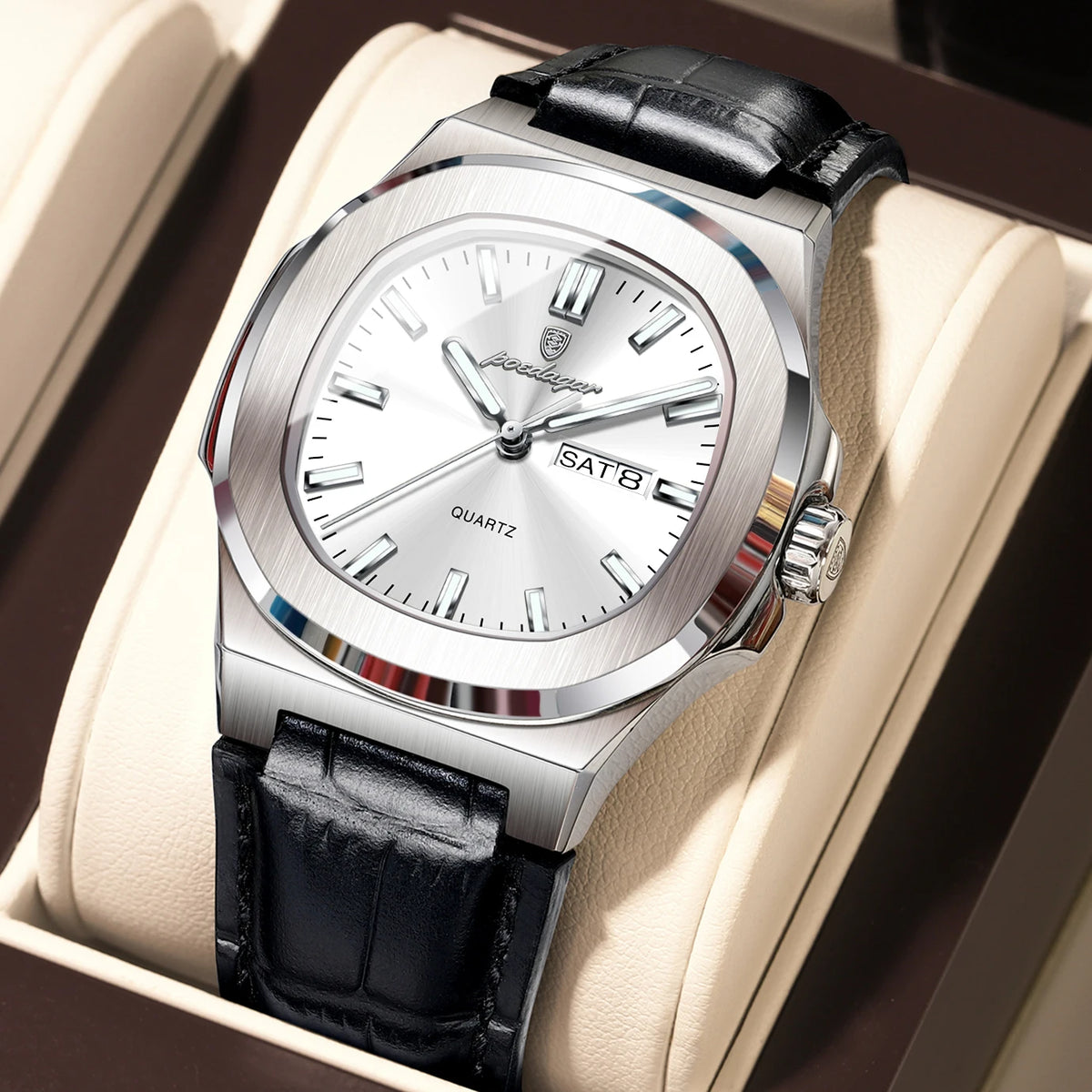 Luxury Week Date Leather Quartz Watch