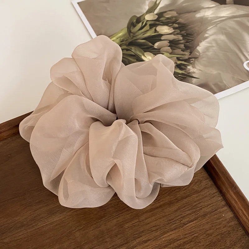 Large Chiffon Rubber Coquette Core Ponytail Holder