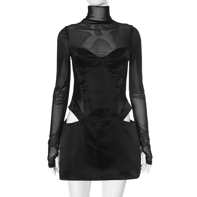 Baddie Cut Out Sheer Mini Dress