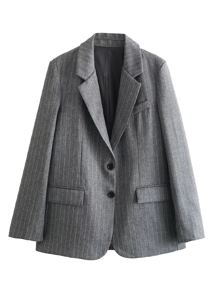Vintage Striped Single Breasted Blazer