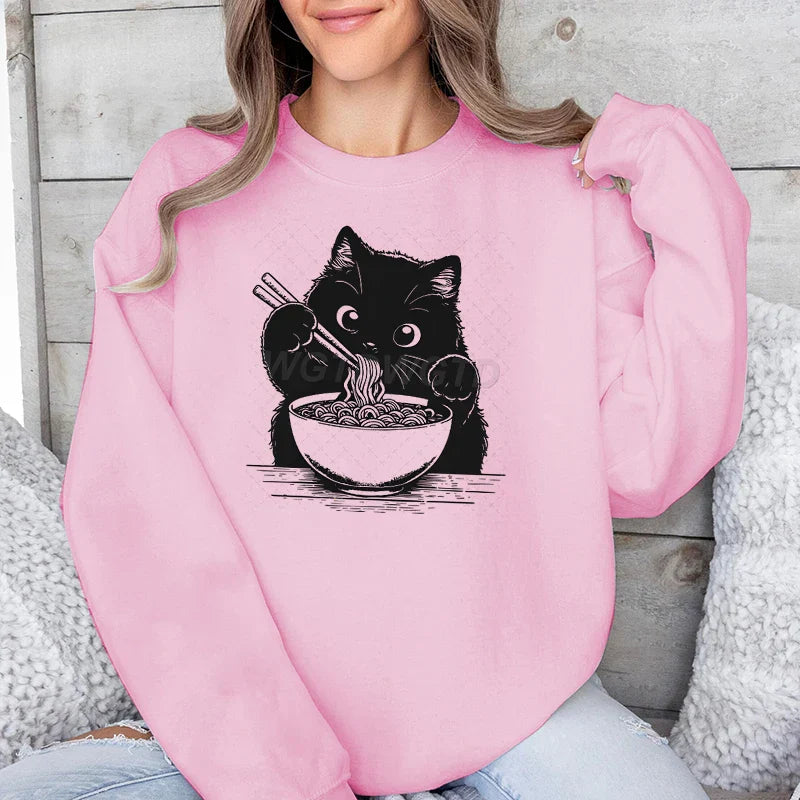 Noodles Cat Print Sweatshirt