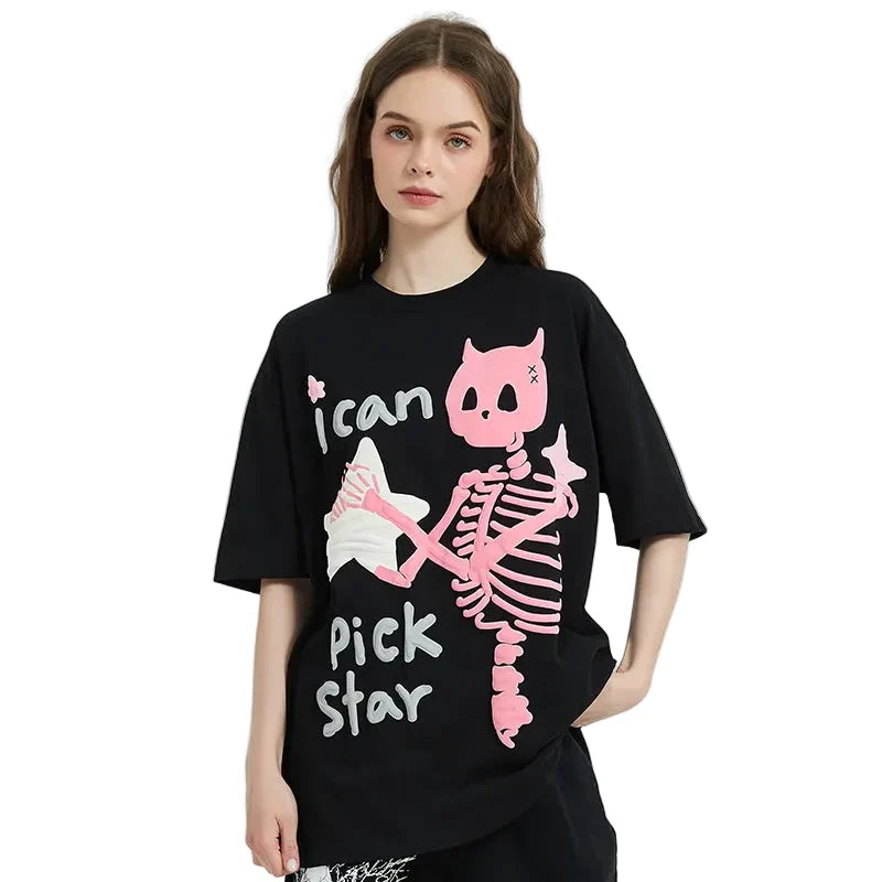 Y2K Skeleton I Can Pick Star T-shirt