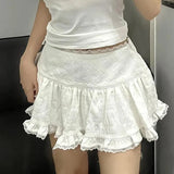 Ruffled Lace Trim Low Rise T-Shirt