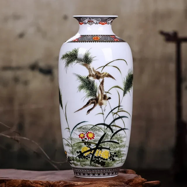 Vintage Traditional Flower Ceramic Vase Chinese