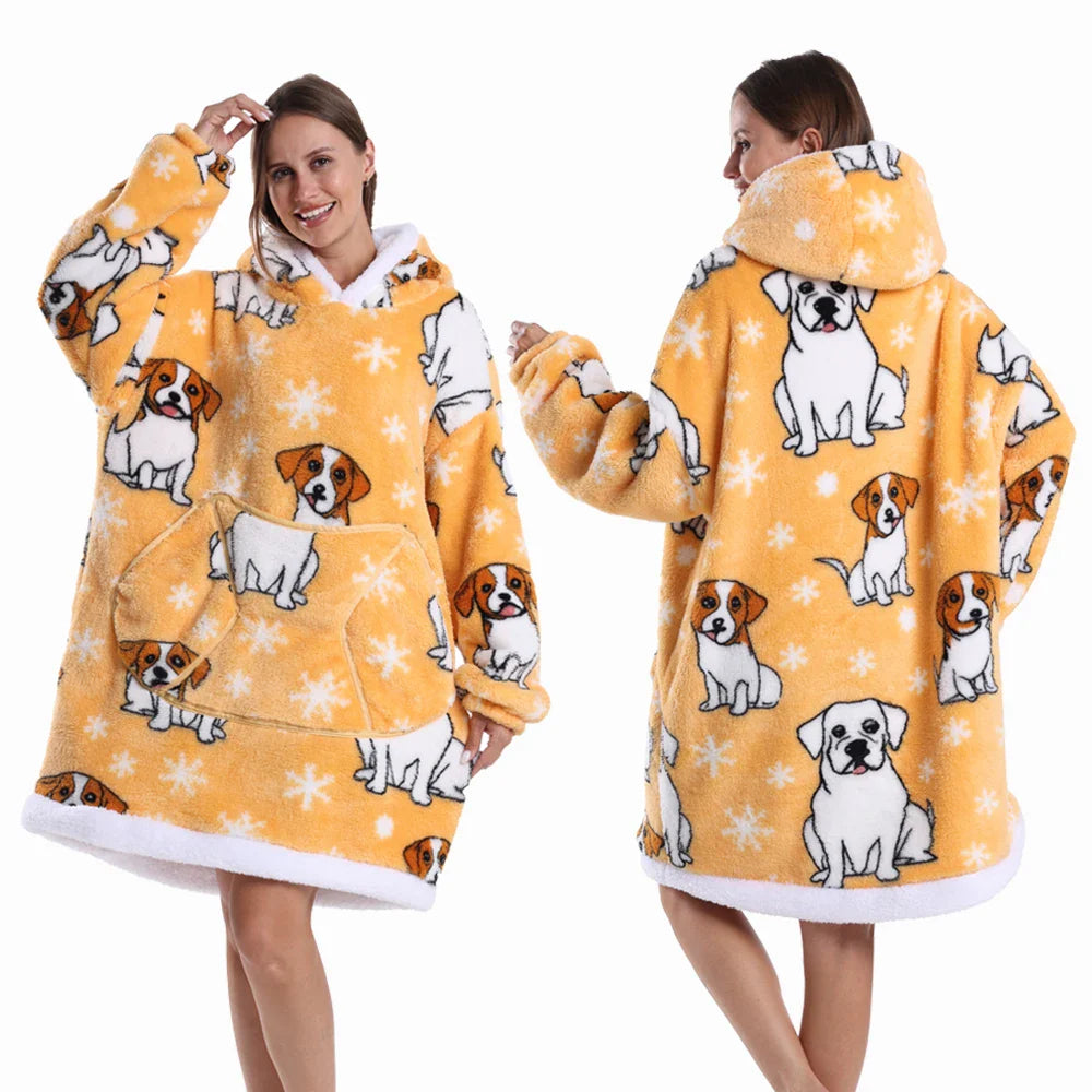 Strawberry Printed Oversized Blanket Hoodie