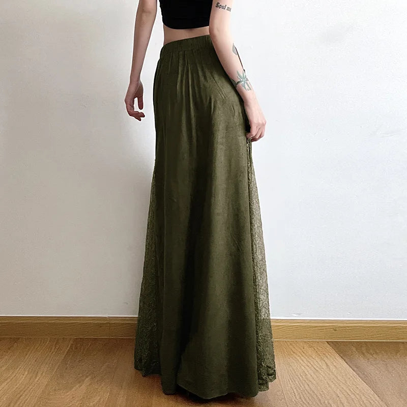 Fairy Core Retro Lace Maxi Skirt