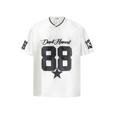 Contrast Paneled Letter Patch Embroidered T-Shirt