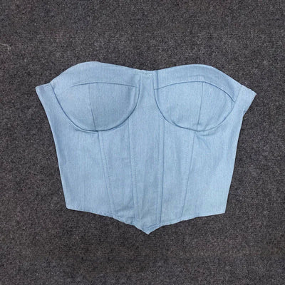 Y2K Denim Strapless Corset