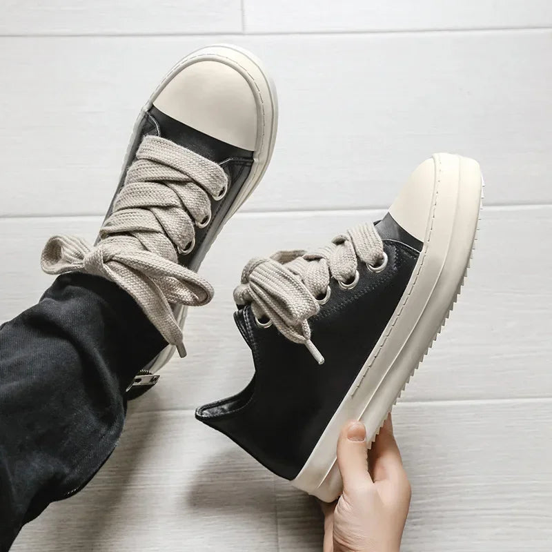 Casual Black Leather Sneakers