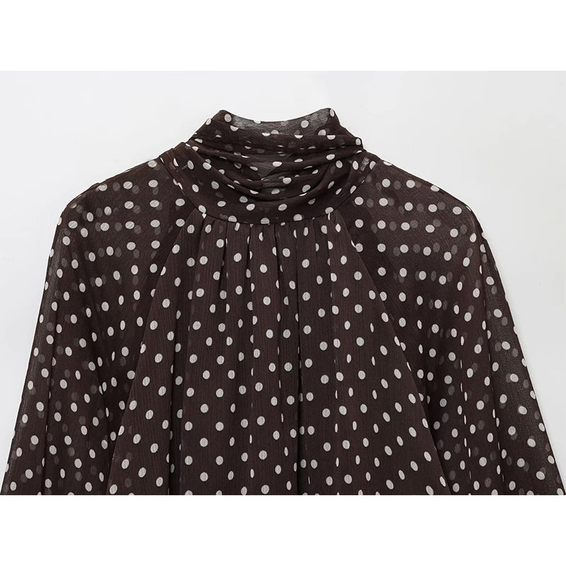 Vintage Polka Dot Chiffon Blouse