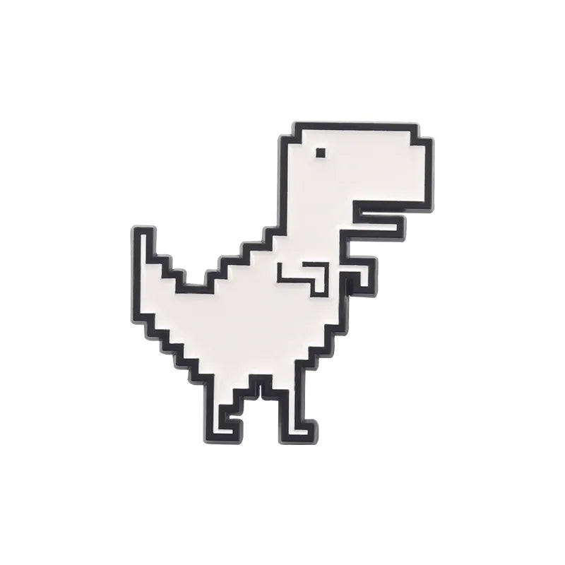 Recreational Pixel Style Dinosaur Carton Metal Brooch